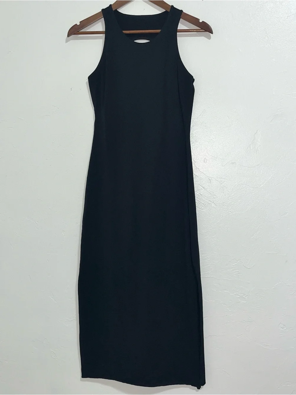 Free People Black Sleeveless Midi Tank Dress Racerback Back Out Size M